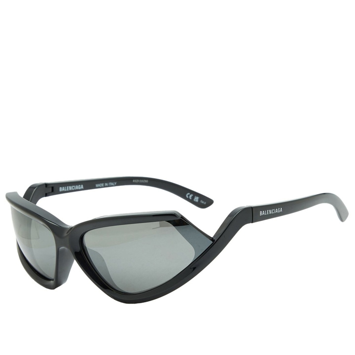 Photo: Balenciaga Men's Eyewear BB0301S Sunglasses in Black/Silver