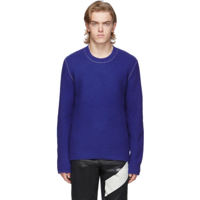 Photo: Helmut Lang Blue Wool Overwashed Felted Sweater