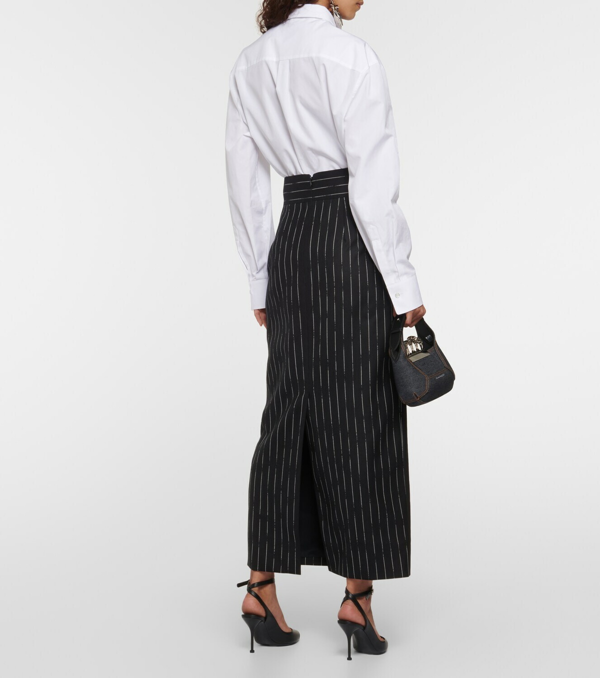 Alexander McQueen Pinstripe wool midi skirt Alexander McQueen