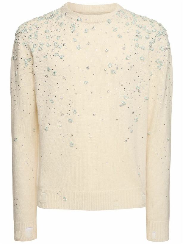 Photo: AMIRI - Floral Embellished Cotton Knit Sweater
