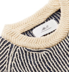 Mr P. - Striped Ribbed Cotton-Blend Sweater - Ecru