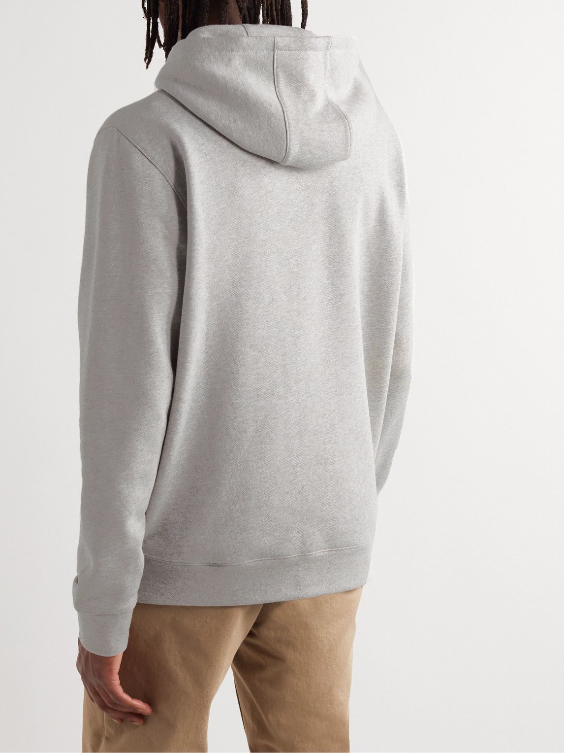 Norse Projects Vagn Logo Embroidered Organic Cotton Jersey Hoodie Gray