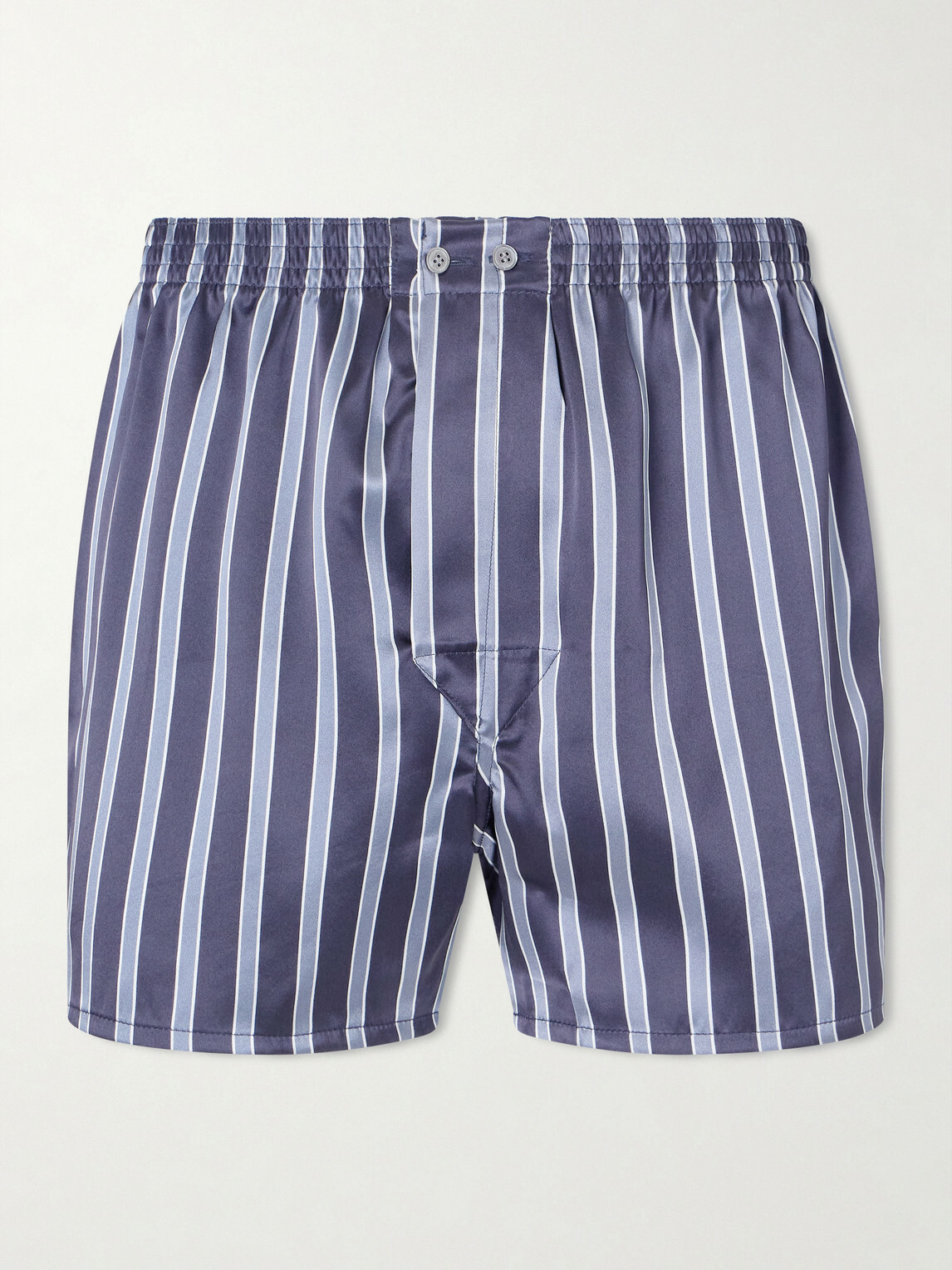 Derek Rose - Brindisi 123 Striped Silk-Satin Boxer Shorts - Blue