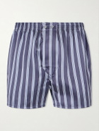 Derek Rose - Brindisi 123 Striped Silk-Satin Boxer Shorts - Blue