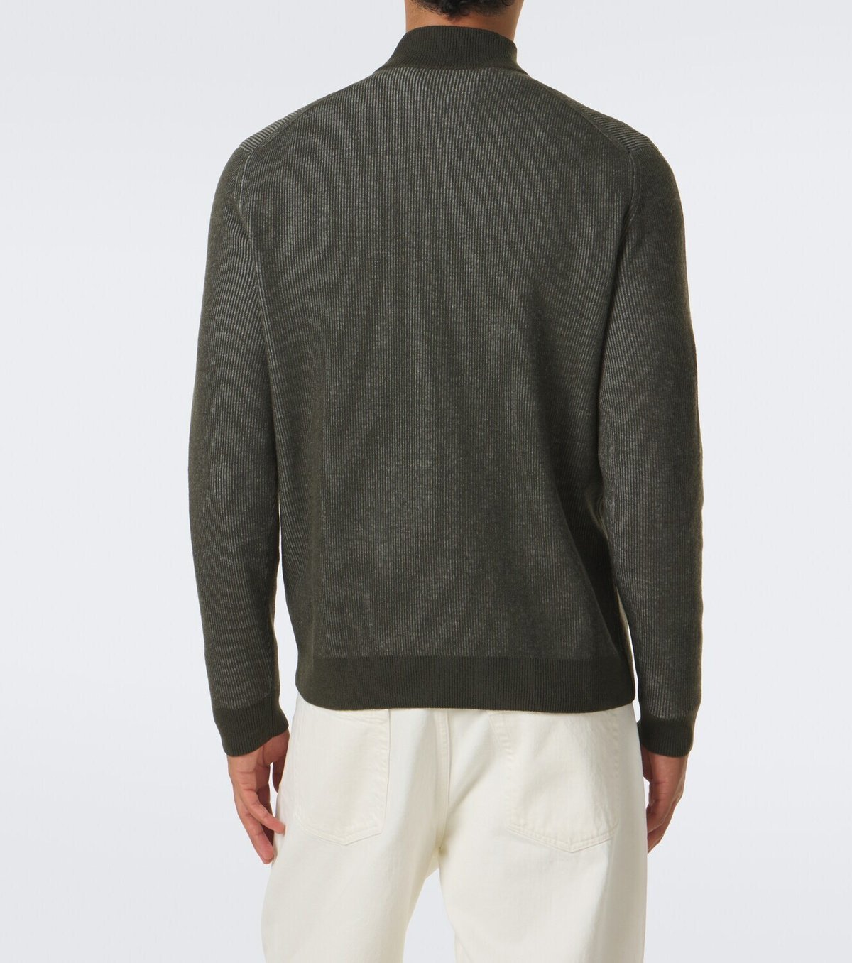 Incotex Ribbed-knit virgin wool half-zip sweater