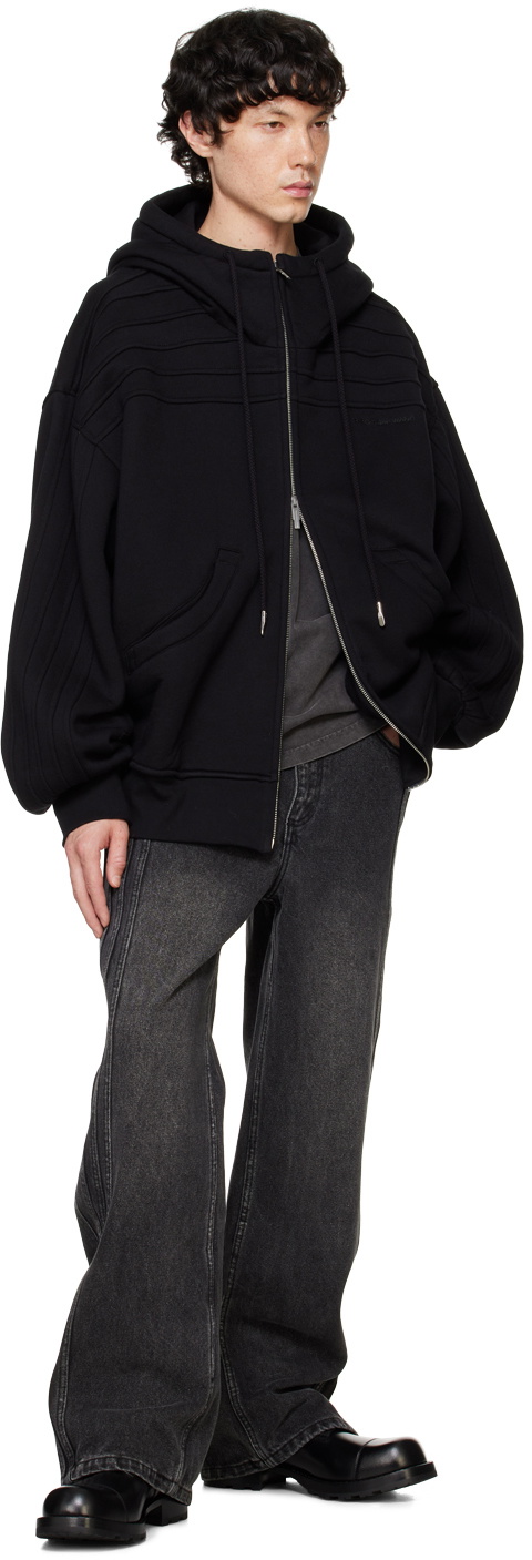 Feng Chen Wang Black Pleated Hoodie