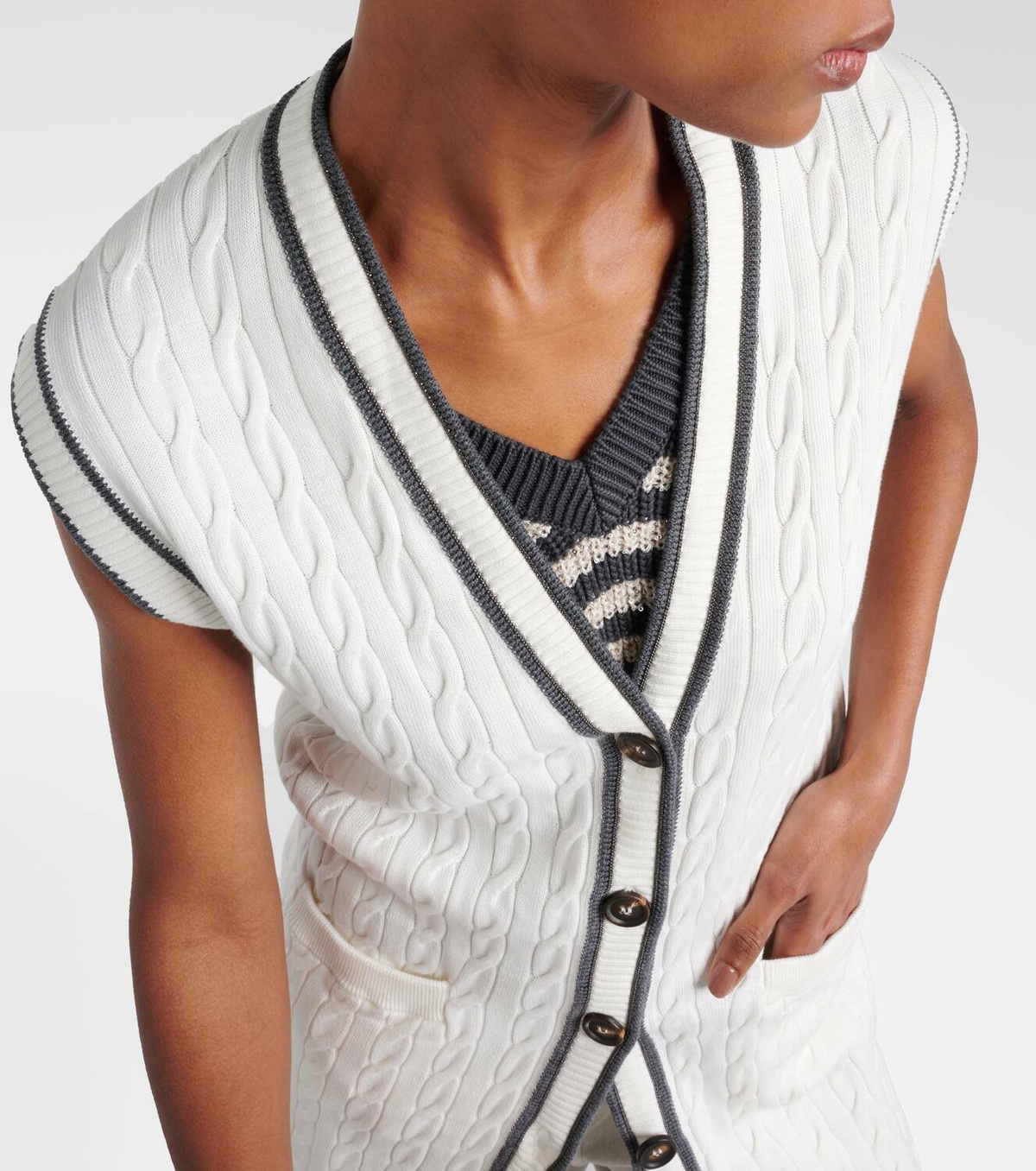Brunello Cucinelli Women's Cotton and Linen Cardigan Beige