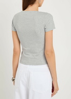 Good American V-neck Stretch-cotton T-shirt Grey
