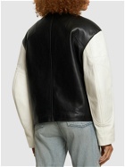 JIL SANDER - Embossed Logo Leather Biker Jacket