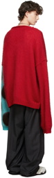 Raf Simons Red & Blue Oversized Polka Dot Jacquard Sweater