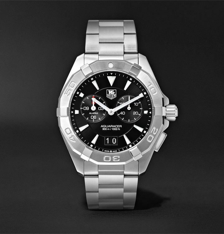 Photo: TAG Heuer - Aquaracer Alarm Quartz 40.5mm Steel Watch - Men - Black