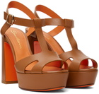 Santoni Tan Platform Heeled Sandals