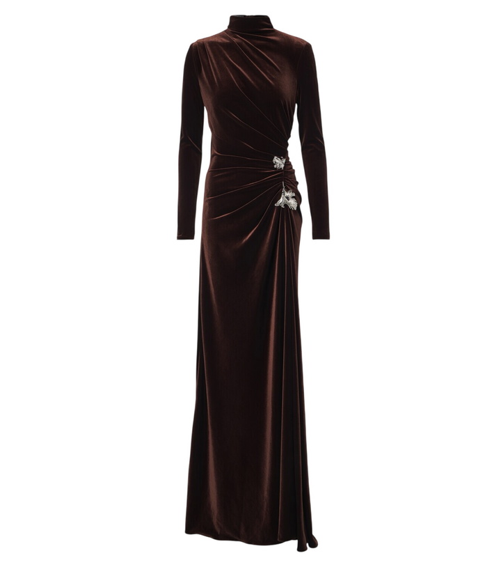 Photo: Monique Lhuillier Draped embellished velvet gown