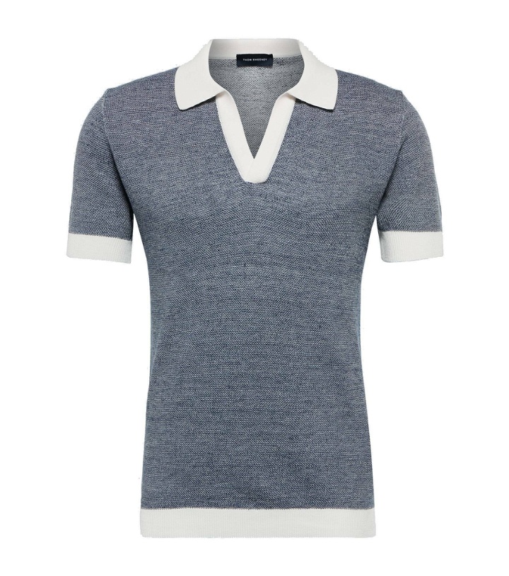 Photo: Thom Sweeney - Knitted cotton and linen polo shirt