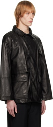 meanswhile Black Double Collar Leather Jacket