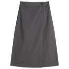 mfpen Women's Classic Wrap Skirt in Mushroom Micro Check Poplin