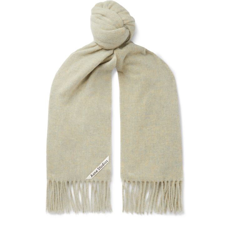 Photo: Acne Studios - Canada Narrow Fringed Mélange Wool Scarf - Neutrals