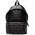 Saint Laurent Black Croc City Backpack