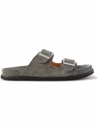 Mr P. - David Buckled Regenerated Suede by evolo® Sandals - Gray