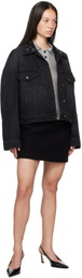 MSGM Black Eyelet Denim Jacket