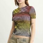 Paolina Russo Women's Illusion Knit Cap Sleeve T-Shirt in Rainbow