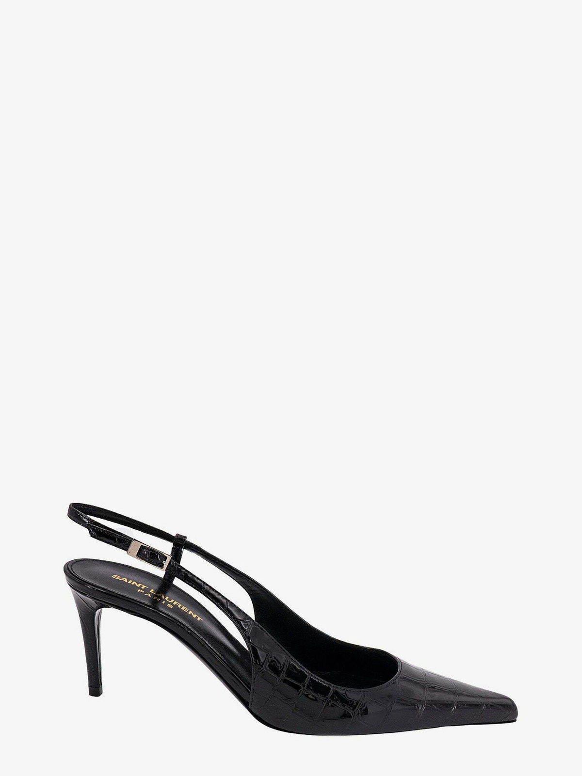 Raven 110 Leather Slingback Pumps in White - Saint Laurent