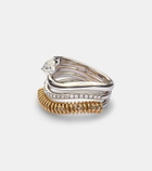 Rainbow K Versus Pear 18kt gold and white gold ring with diamonds