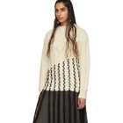 Loewe Off-White and Black Alpaca and Wool Long Woven Fringe Sweater