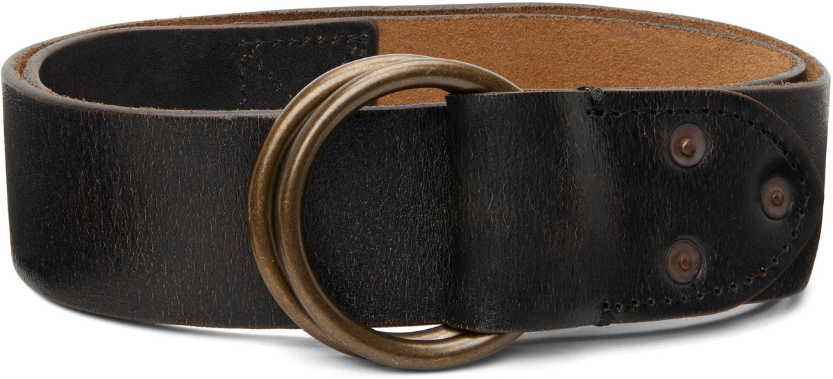 RRL Black Hand-Burnished Leather Belt RRL