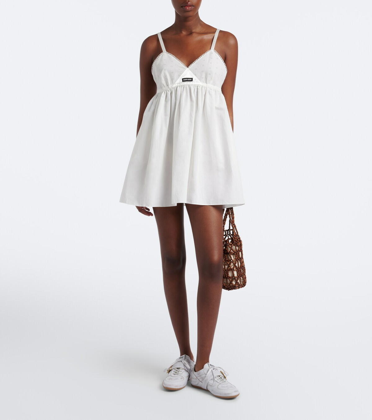 Miu Miu Embroidered cotton and linen-blend minidress
