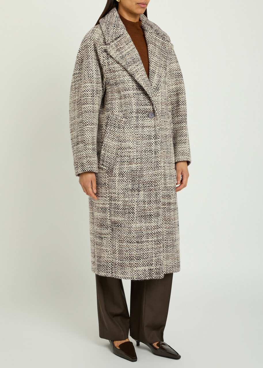 Joseph Florent Crosshatch Wool-blend Coat Brown