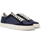 Brunello Cucinelli - Leather-Trimmed Suede and Ripstop Sneakers - Navy