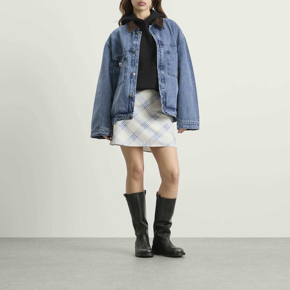 Charles Jeffrey Loverboy Women's Corduroy Collar Denim Jacket in Washed Denim