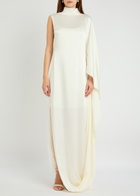 Stella Mccartney Draped Asymmetric Satin-crepe Gown Cream