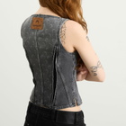 Marine Serre Women's Moon Laser Denim Bustier Top in Dark Grey