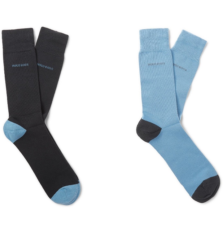 Photo: Hugo Boss - Two-Pack Stretch Cotton-Blend Socks - Blue