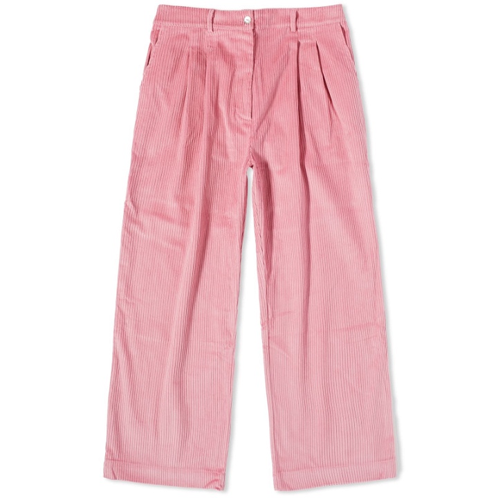 Photo: DONNI. Women's Cord Pleated Trousers in Bonbon