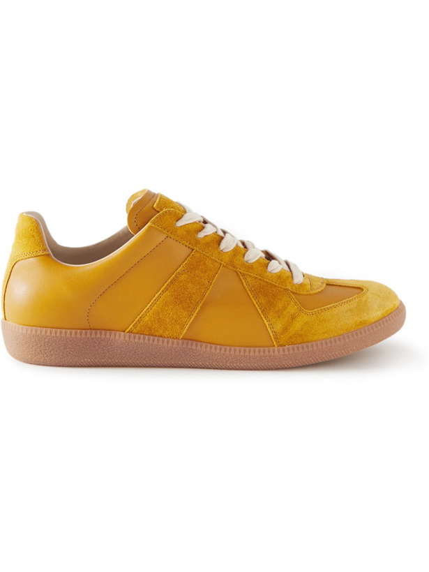 Photo: Maison Margiela - Replica Leather and Suede Sneakers - Yellow