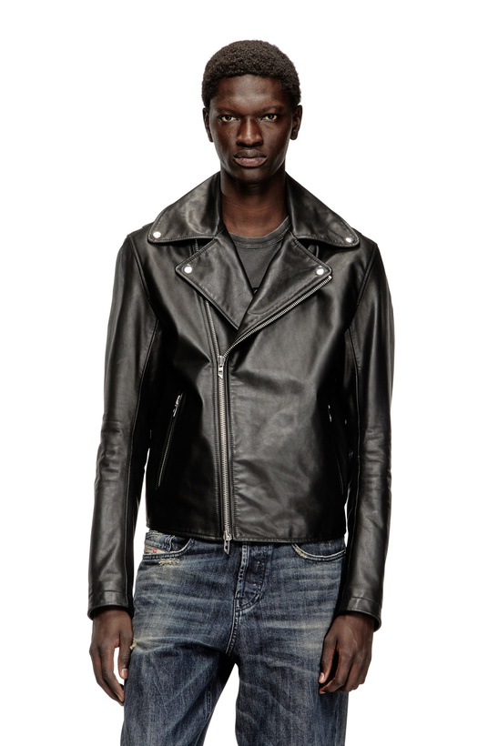 Photo: Diesel Biker jacket in waxed leather - Leather jackets Mens in Black