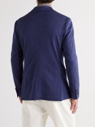 Canali - Unstructured Herringbone Cotton-Blend Jersey Blazer - Blue