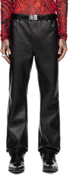 LU'U DAN Black Straight-Leg Faux-Leather Trousers