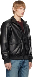 Hugo Black Stacked Logo Faux-Leather Jacket