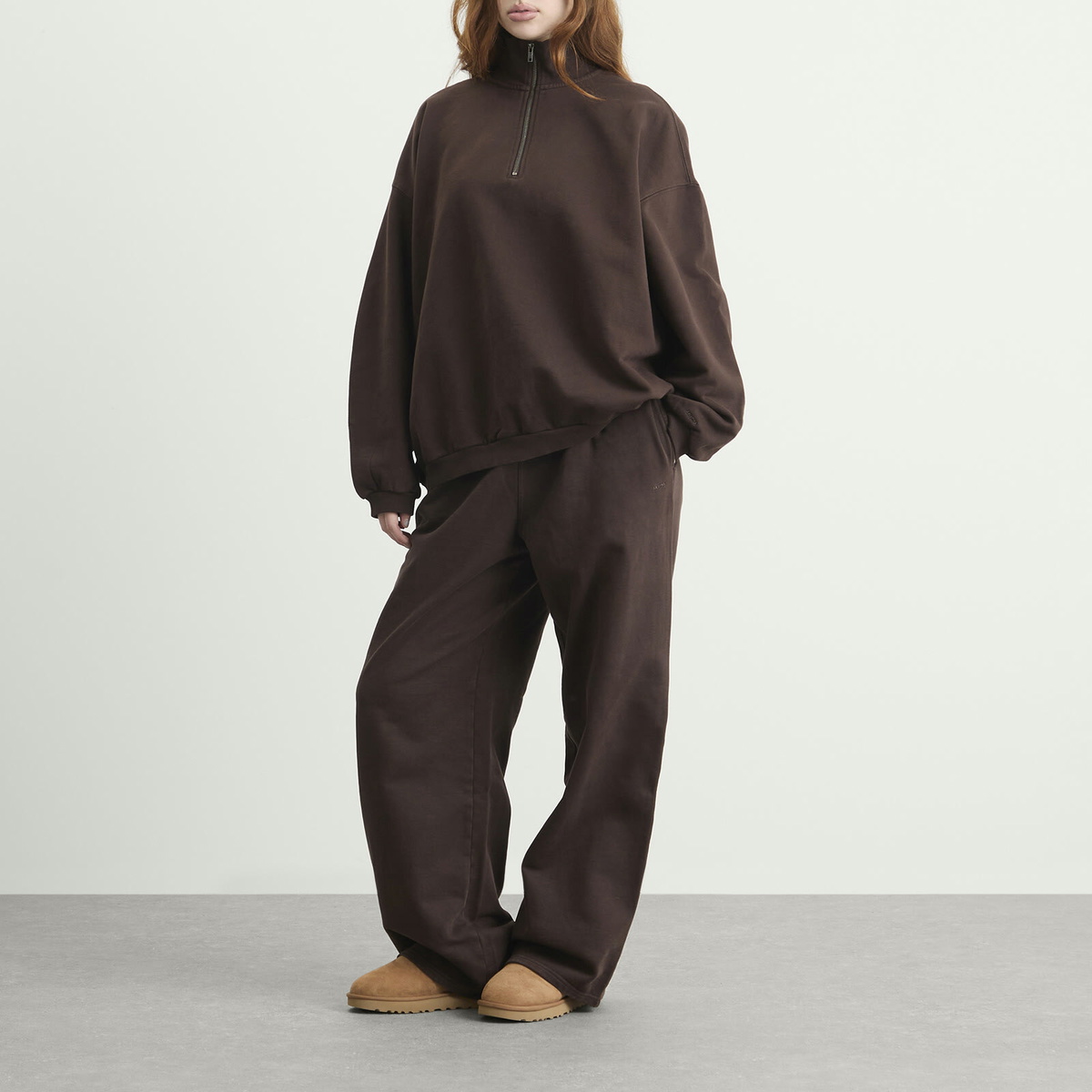 SKIMS Women's Boyfriend Fleece Slouchy Turtleneck Pullover in Espresso