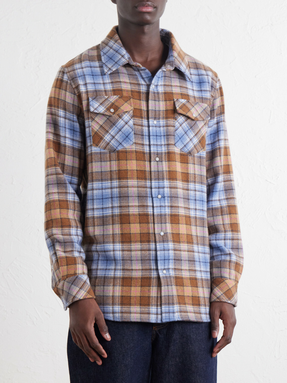 God's True Cashmere - Nomad Checked Cashmere Shirt - Blue