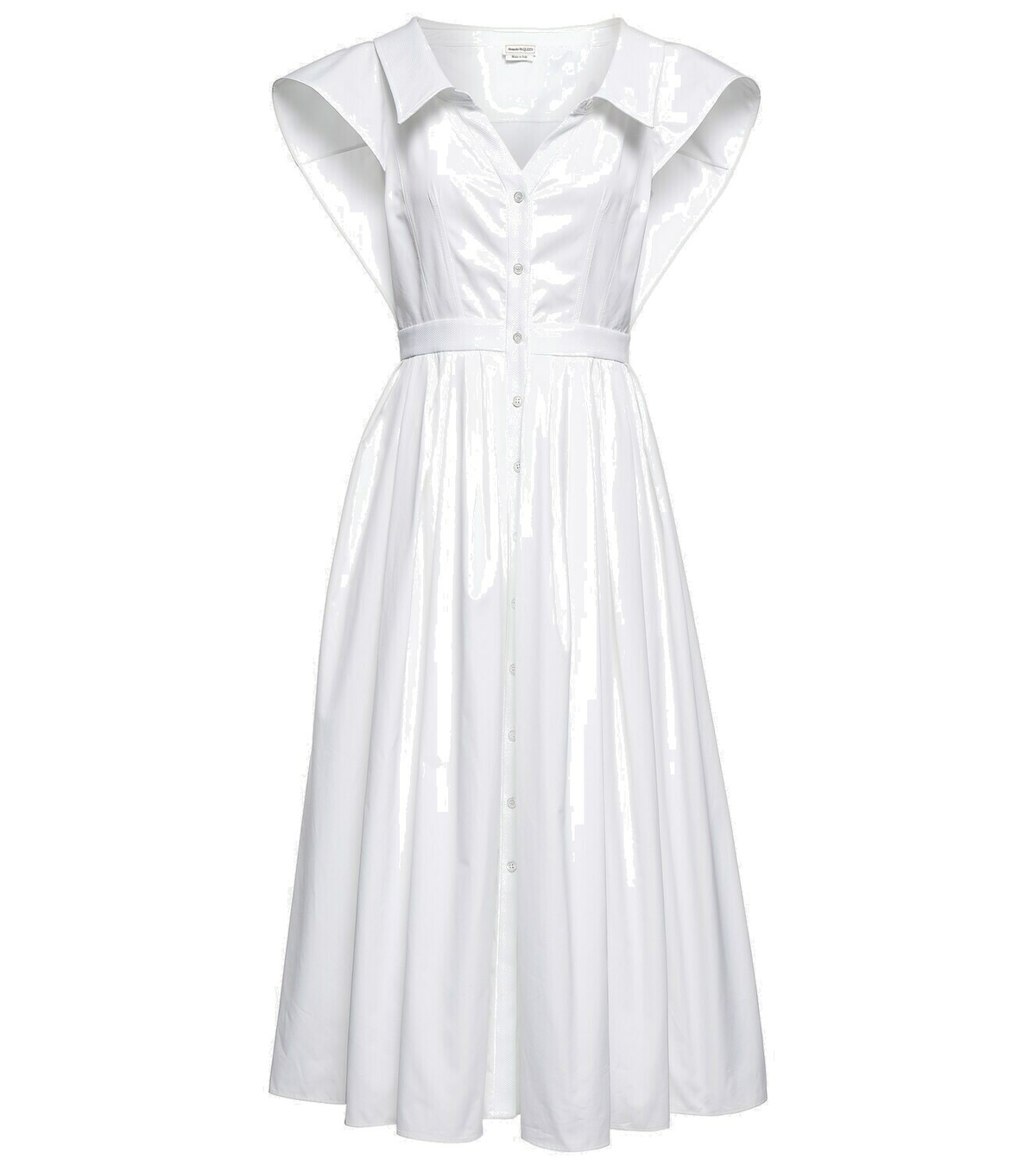 Alexander McQueen - Collared cotton poplin midi dress