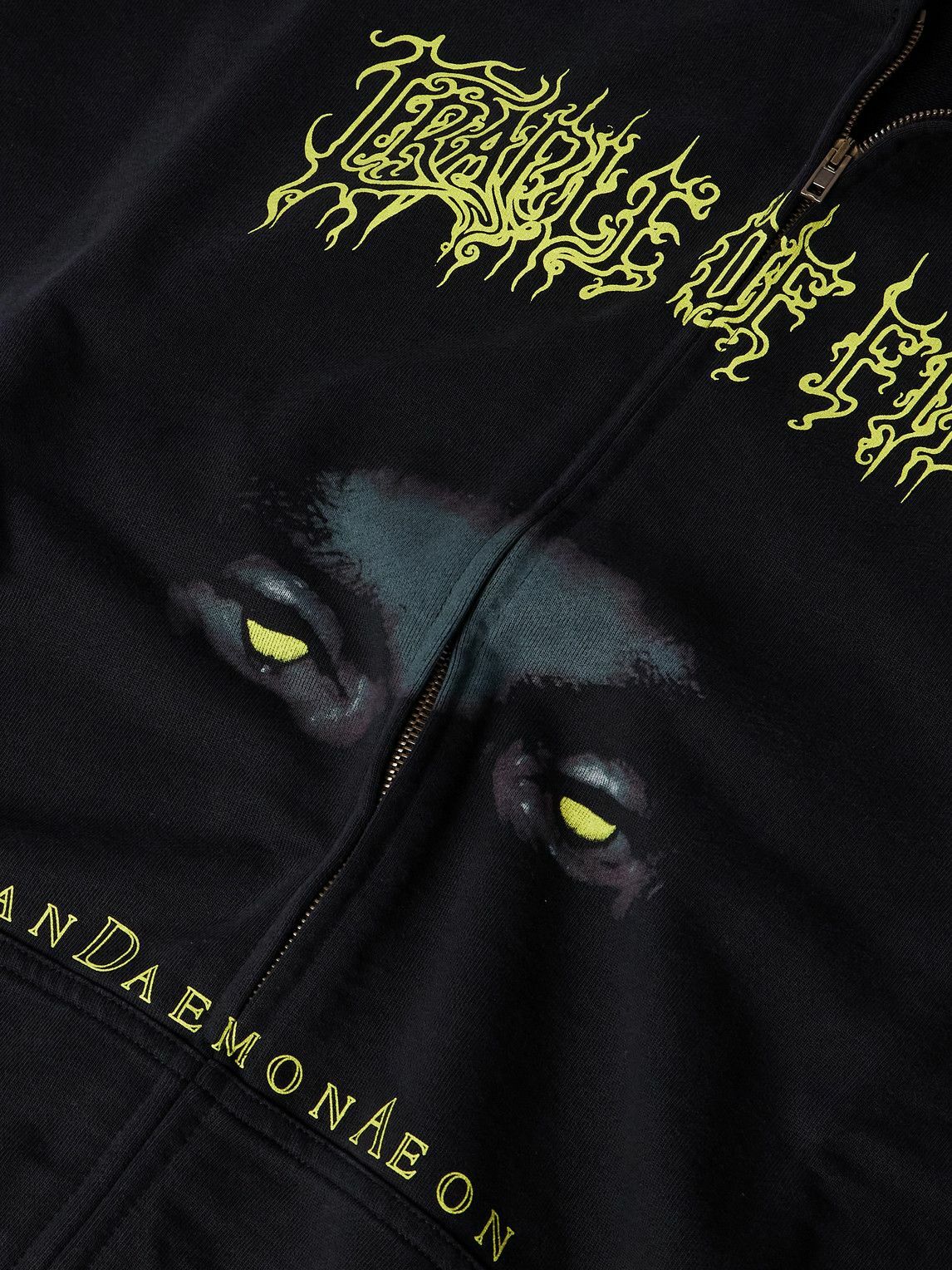 VETEMENTS - Cradle of Filth Oversized Printed Cotton-Jersey Zip-Up Hoodie - Black