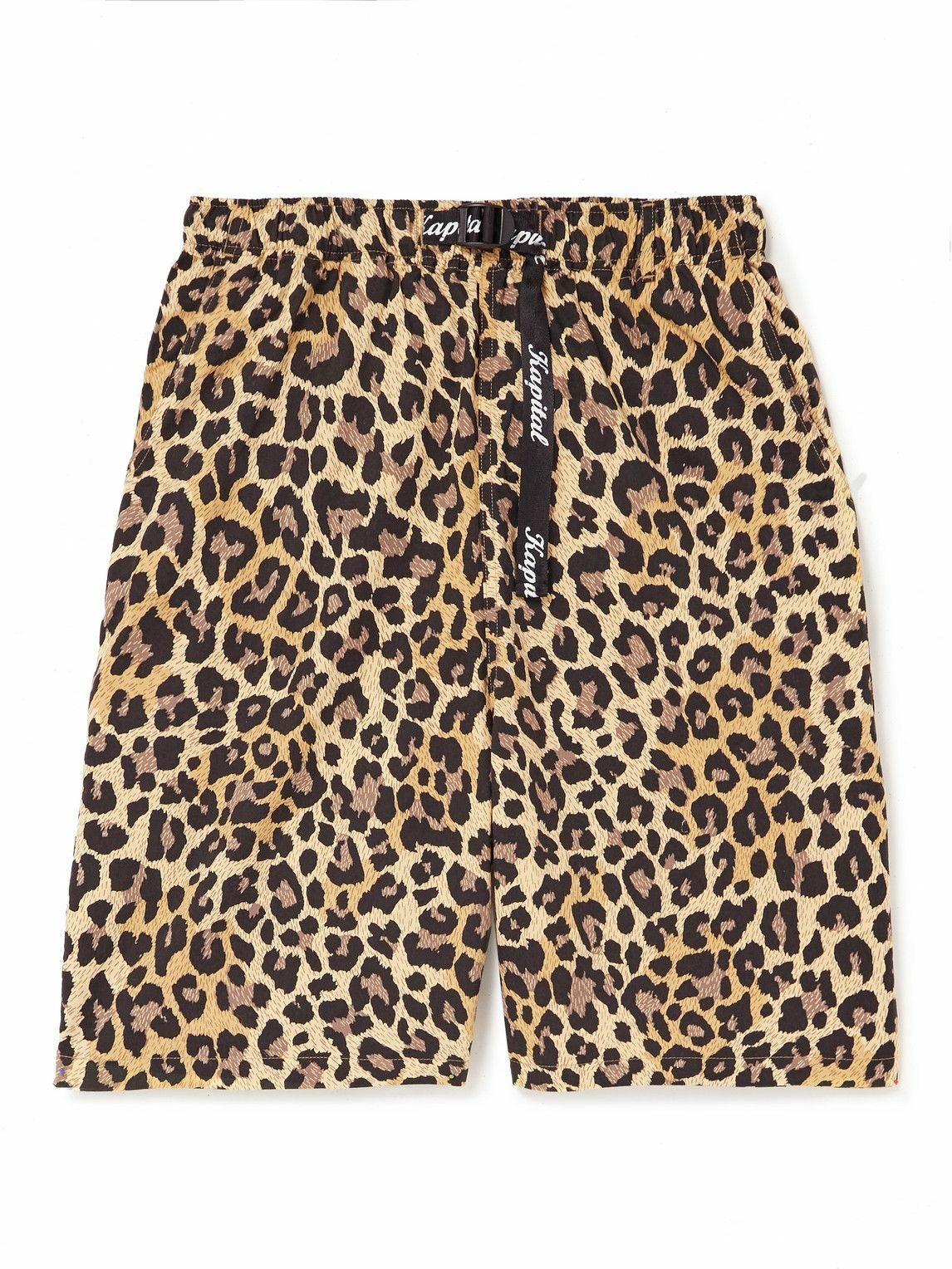 KAPITAL - Wide-Leg Belted Leopard-Print Cotton-Gabardine Shorts - Brown ...