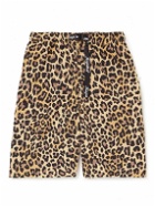 KAPITAL - Wide-Leg Belted Leopard-Print Cotton-Gabardine Shorts - Brown