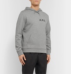 A.P.C. - Logo-Print Mélange Loopback Cotton-Jersey Hoodie - Gray