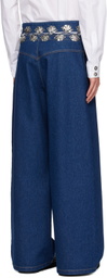 Chopova Lowena Blue Carabiner Wide Leg Jeans